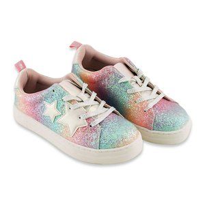 NEW Girls Pastel Rainbow Star Casual Low-Top Court Sneakers